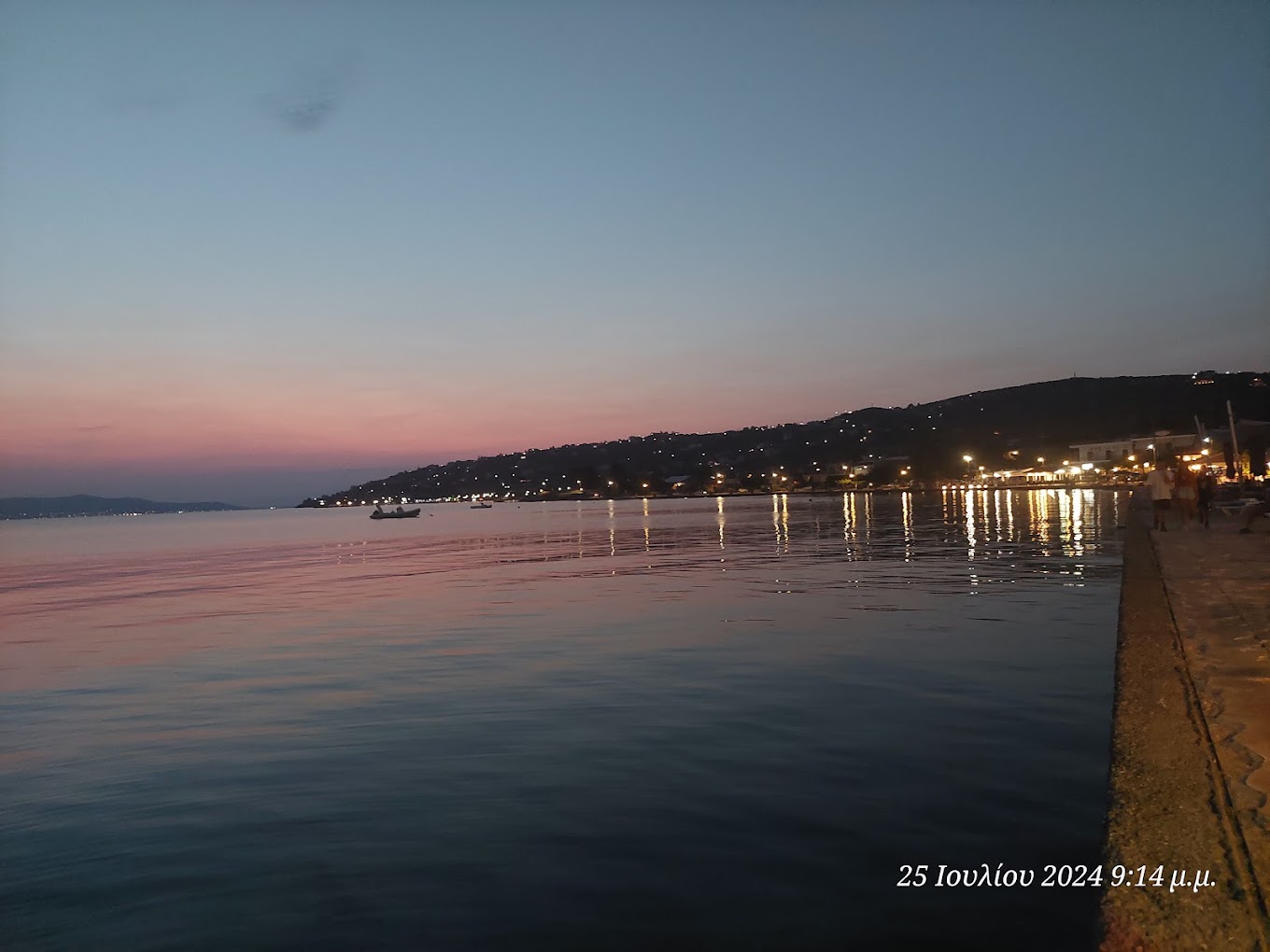 Theologos seafront at dusk